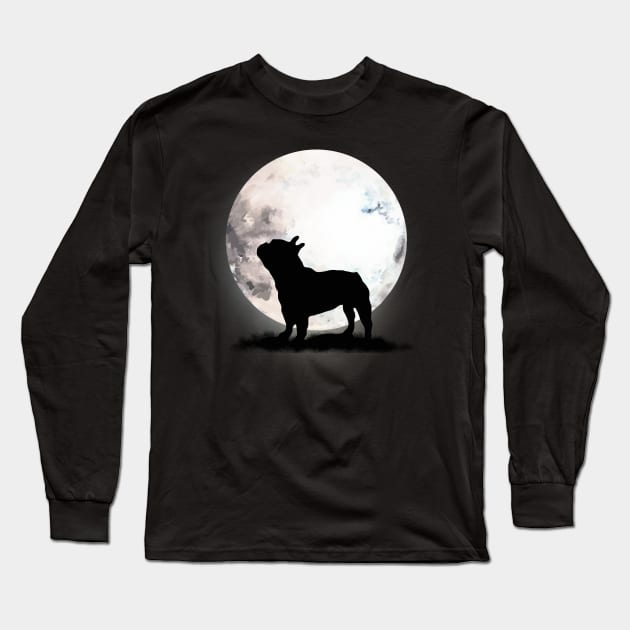 French Bulldog Dog Frenchie Bulldog and moon Long Sleeve T-Shirt by Collagedream